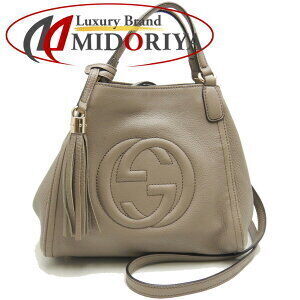 GUCCI Soho Handbag Leather Greige Gray